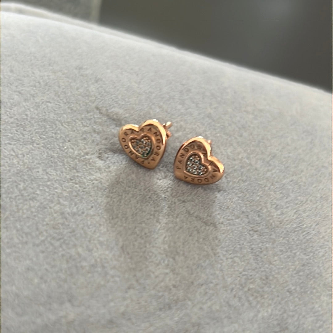 Pandora logo sale heart earrings