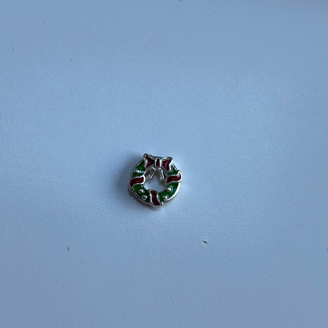 Genuine Pandora Floating Wreath Christmas Locket Petite Charm Santa Clause Xmas