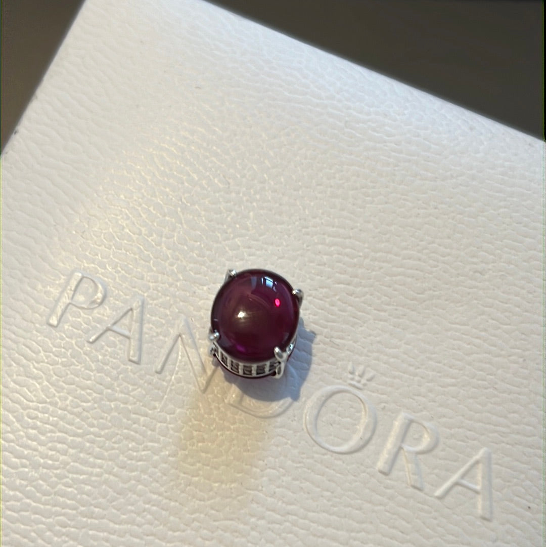 Genuine Pandora Beautiful New Pink Cabochon Pave Charm