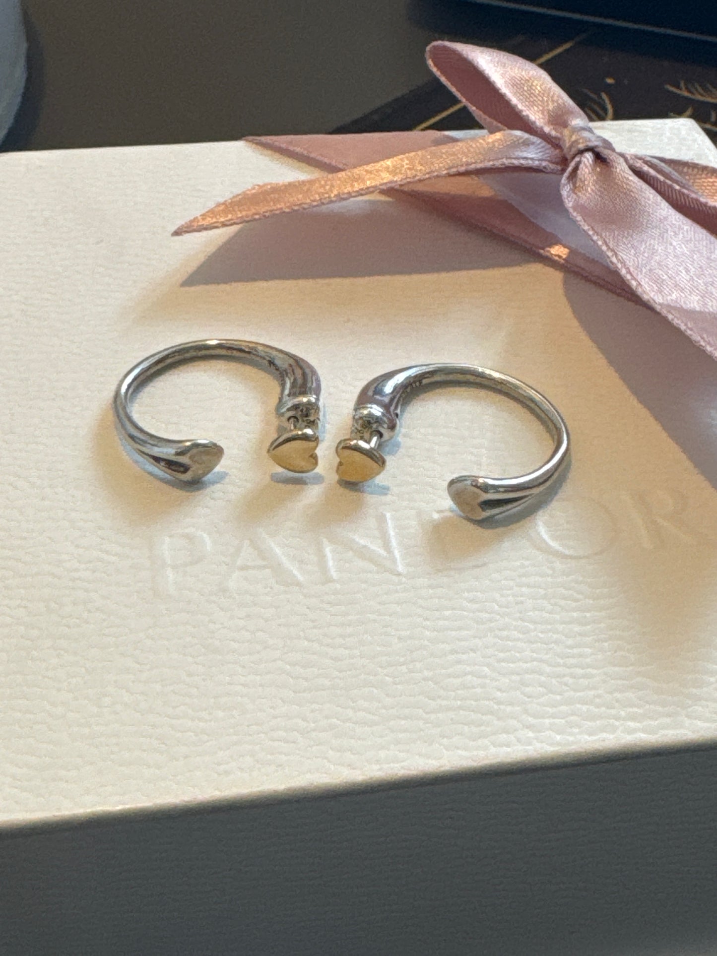 Genuine Pandora Two Tone Gold Heart Hoop Earrings