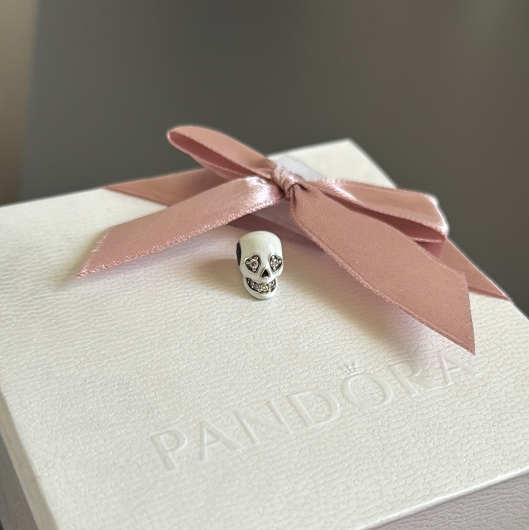 Genuine Pandora Glow in the Dark Pave Skull Charm