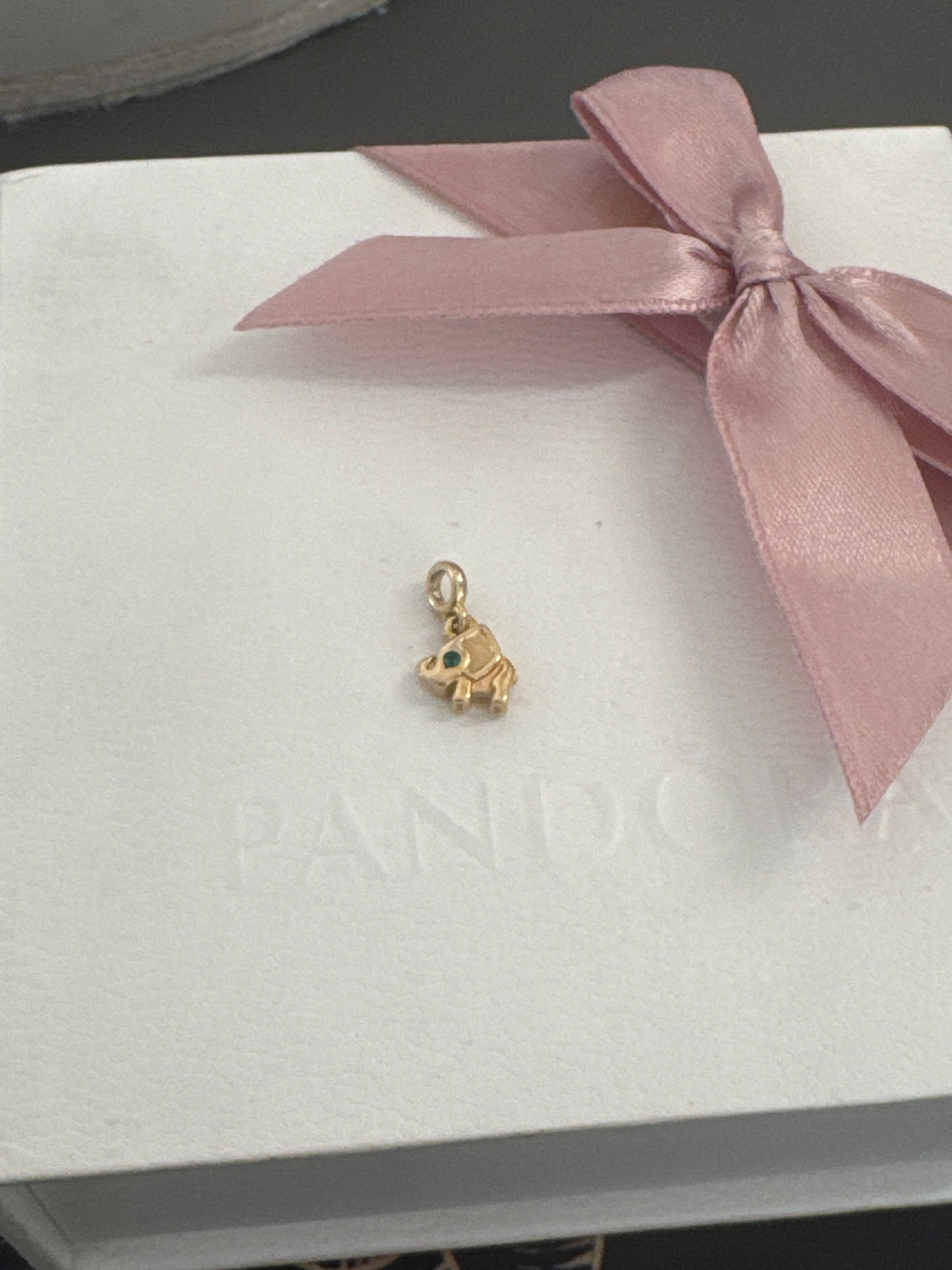 Genuine Pandora ME Shine Gold Elephant Green Dangle Charm