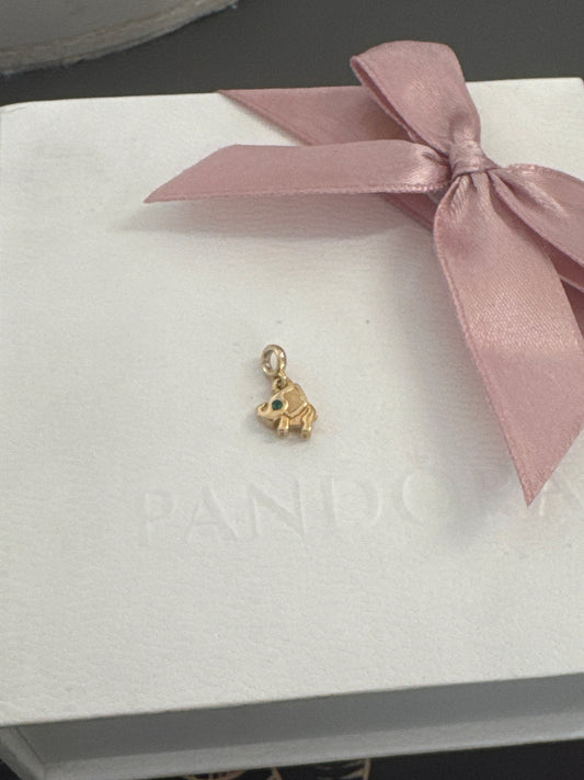 Genuine Pandora ME Shine Gold Elephant Green Dangle Charm