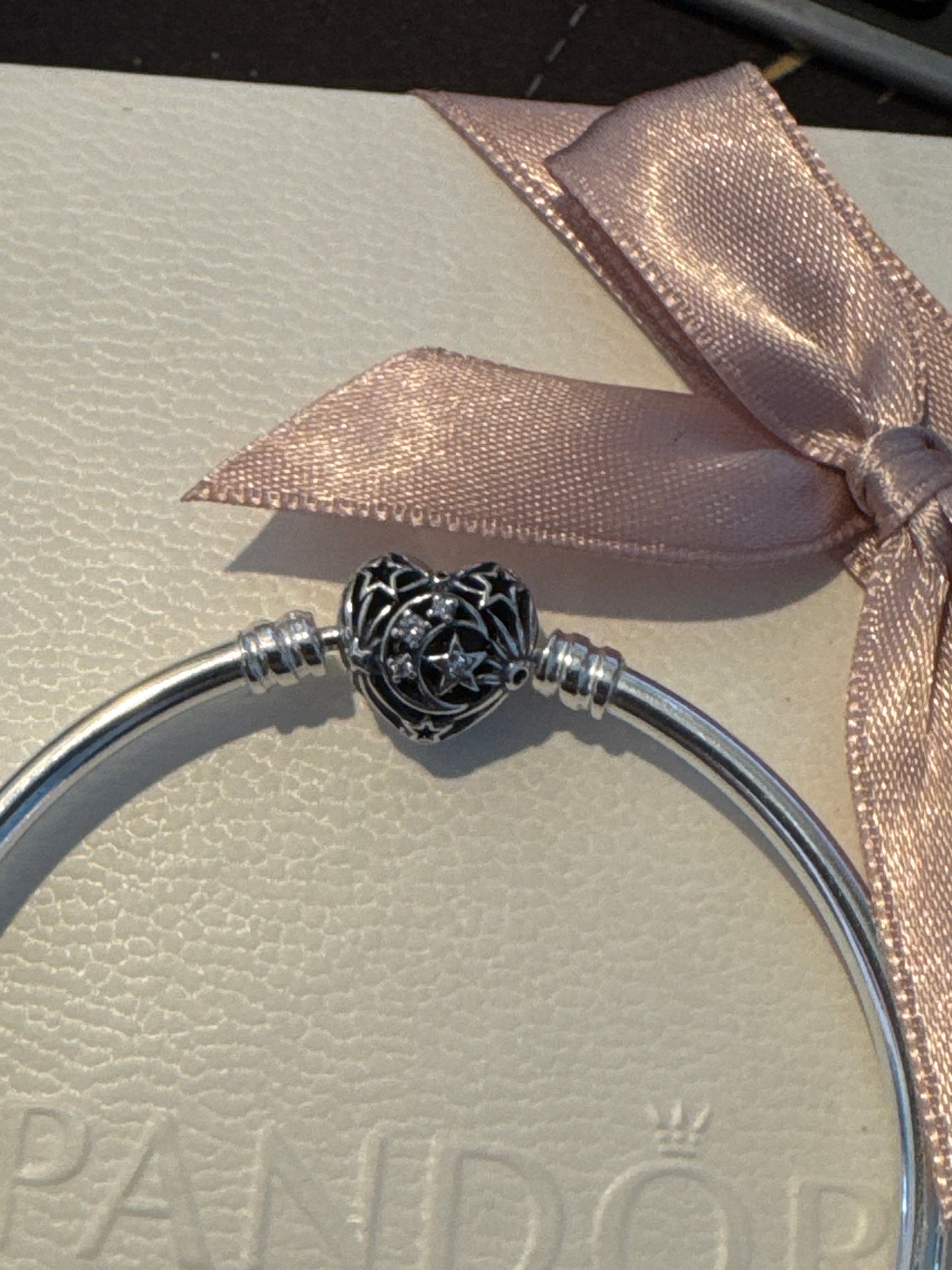 Genuine Pandora Heart Clasp Star Moon New Style Bangle Bracelet