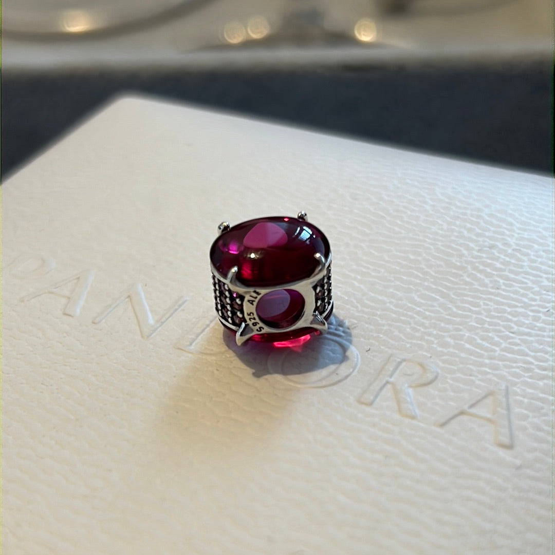 Genuine Pandora Beautiful New Pink Cabochon Pave Charm