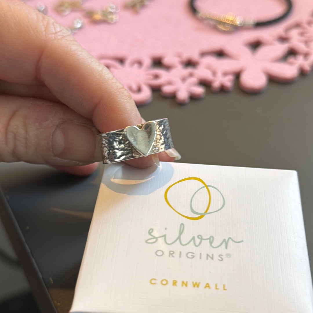 Genuine Silver Origins Cornwall Chunky Heart Ring 54