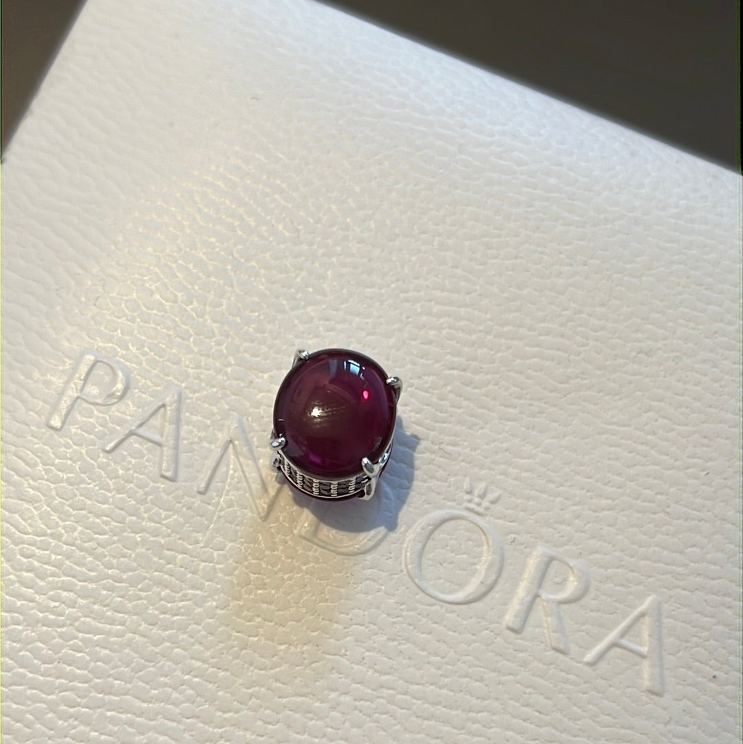 Genuine Pandora Beautiful New Pink Cabochon Pave Charm