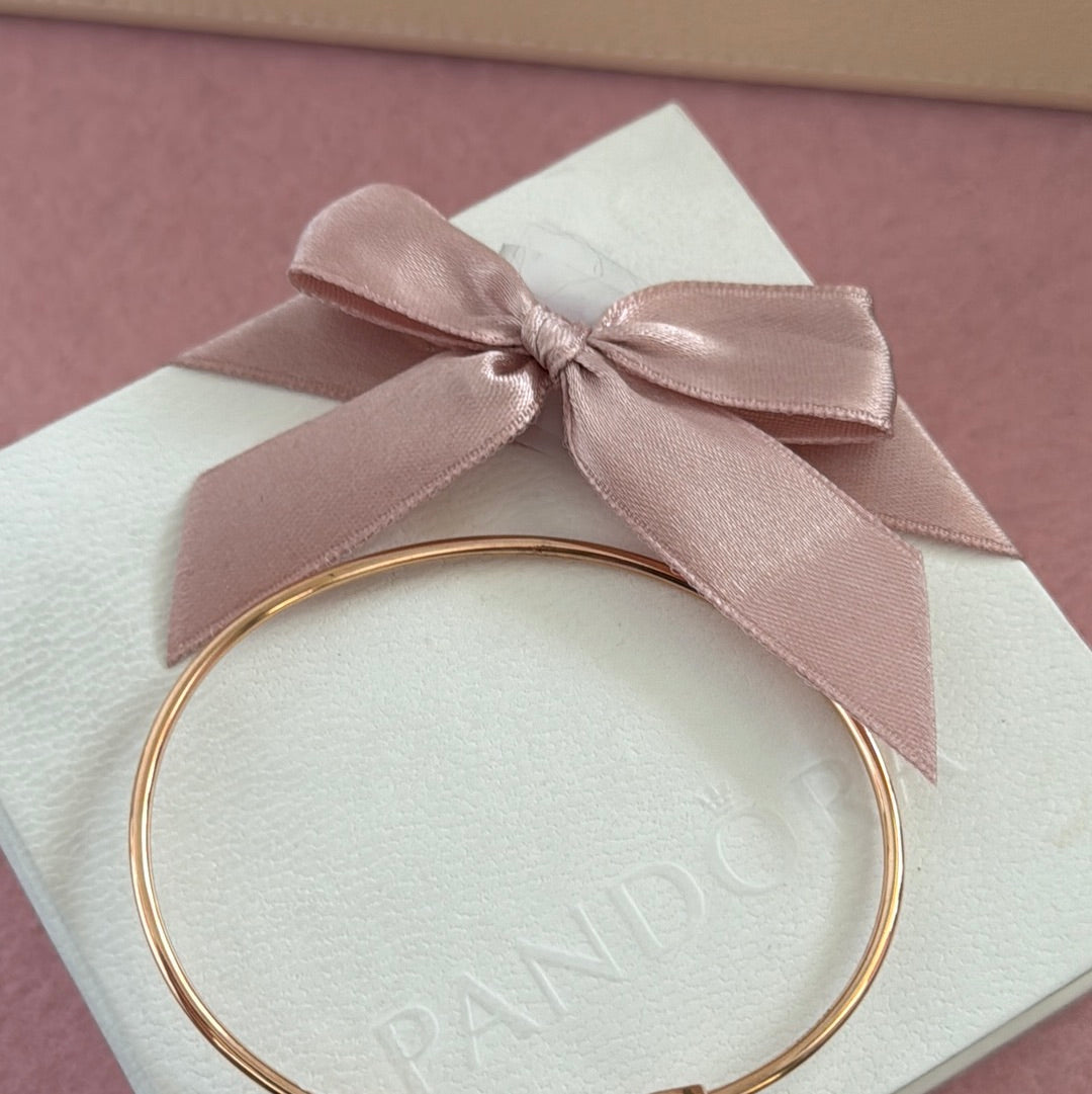 Genuine Pandora Rose Gold Bangle With Open Clear Stones Size 3 Large