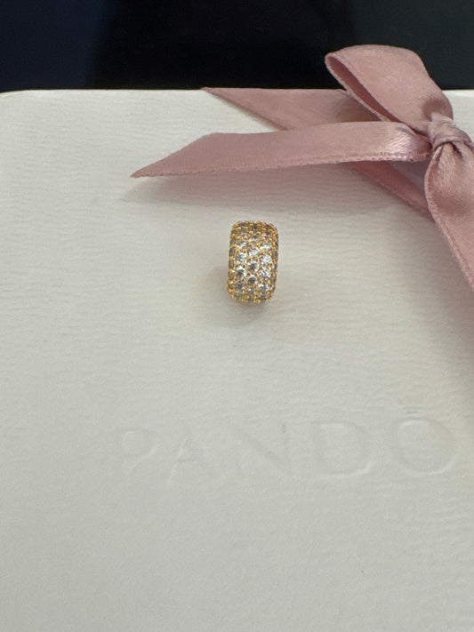 Genuine Pandora Shine Gold Pave Triple Row CZ Charm