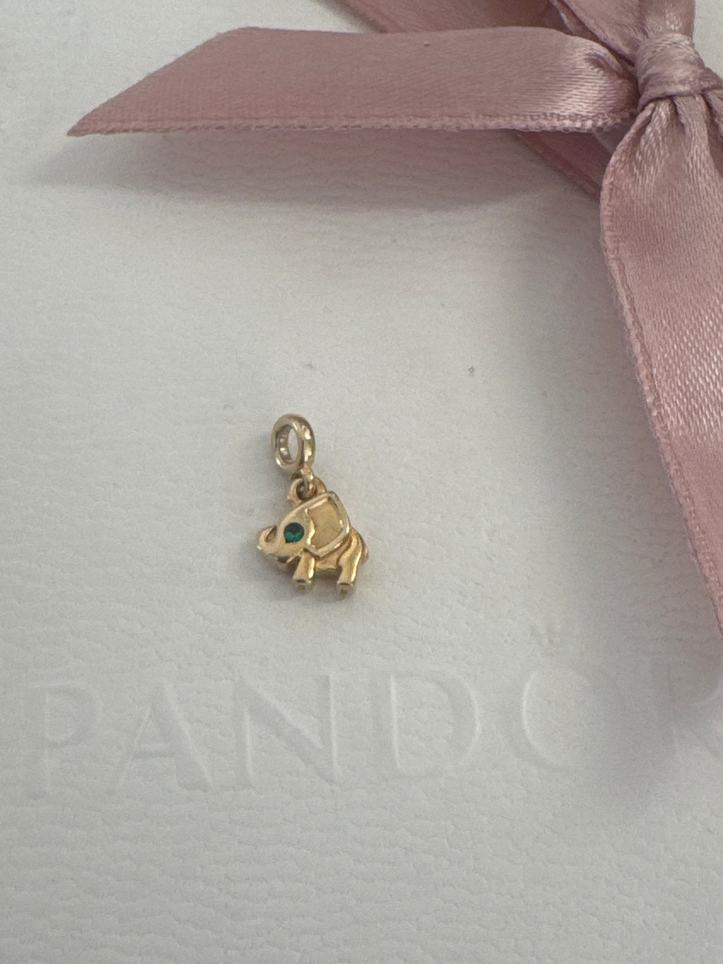 Genuine Pandora ME Shine Gold Elephant Green Dangle Charm