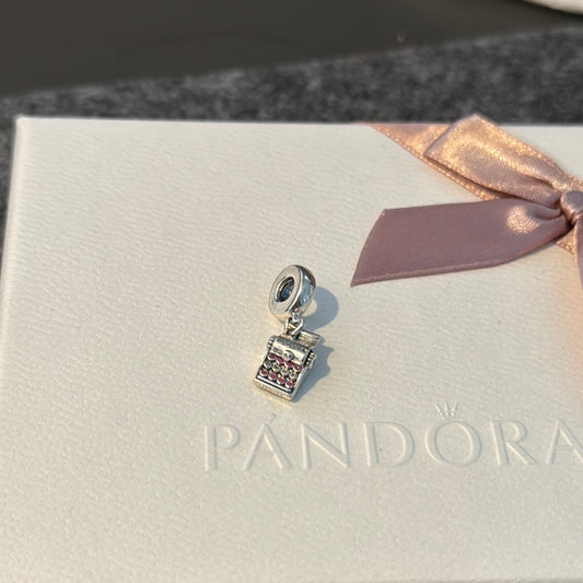 Genuine Pandora Typewriter Enamel Pink Dangle Charm - You are My Type