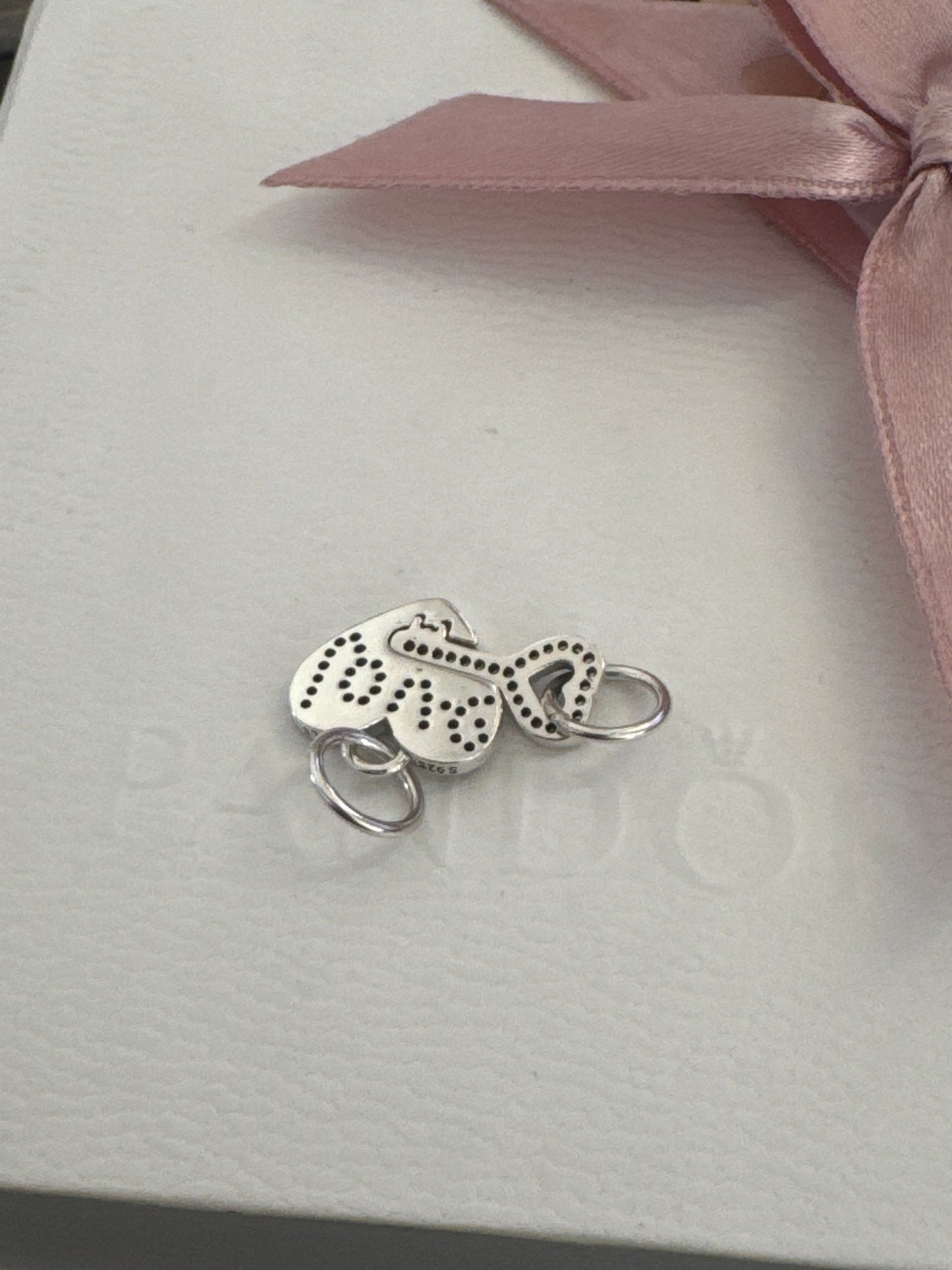 Genuine Pandora Splittable Pave Love Heart & Key Charm 2 in 1