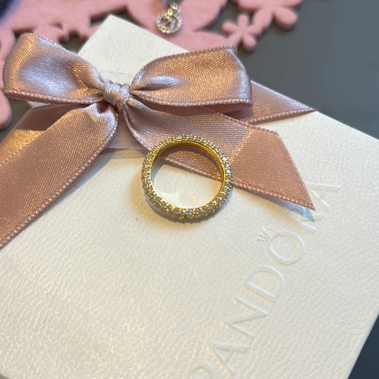 Genuine Pandora Shine Gold Pave Sparkle Ring Size 52
