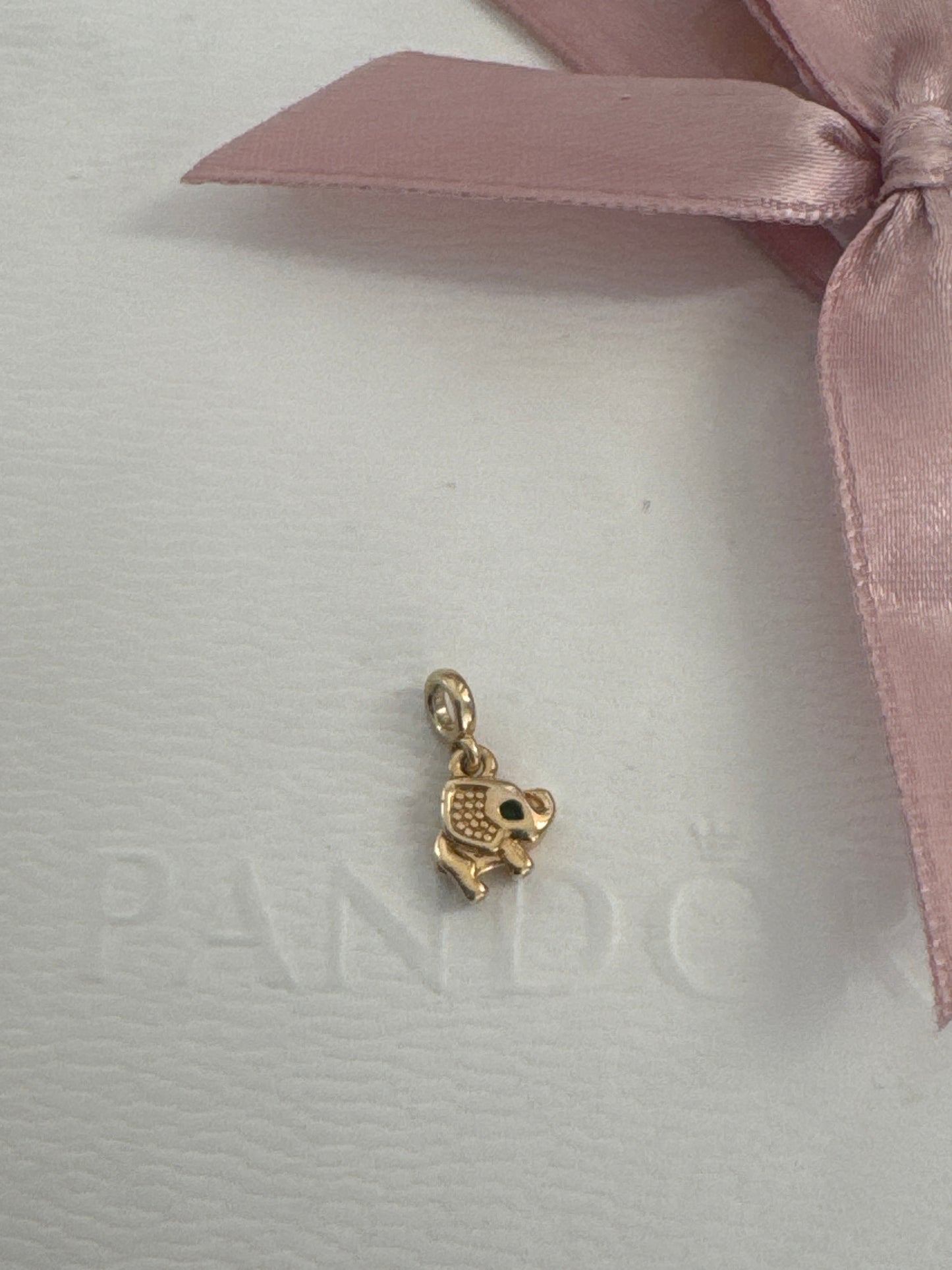 Genuine Pandora ME Shine Gold Elephant Green Dangle Charm