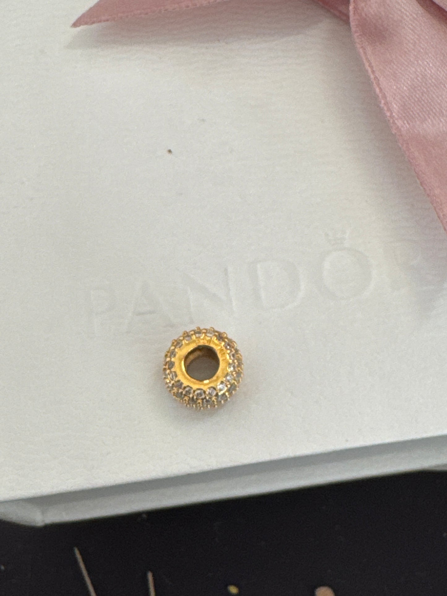 Genuine Pandora Shine Gold Pave Triple Row CZ Charm