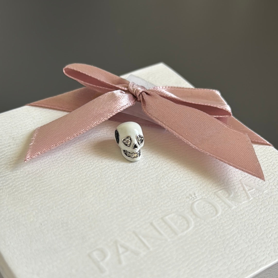Genuine Pandora Glow in the Dark Pave Skull Charm