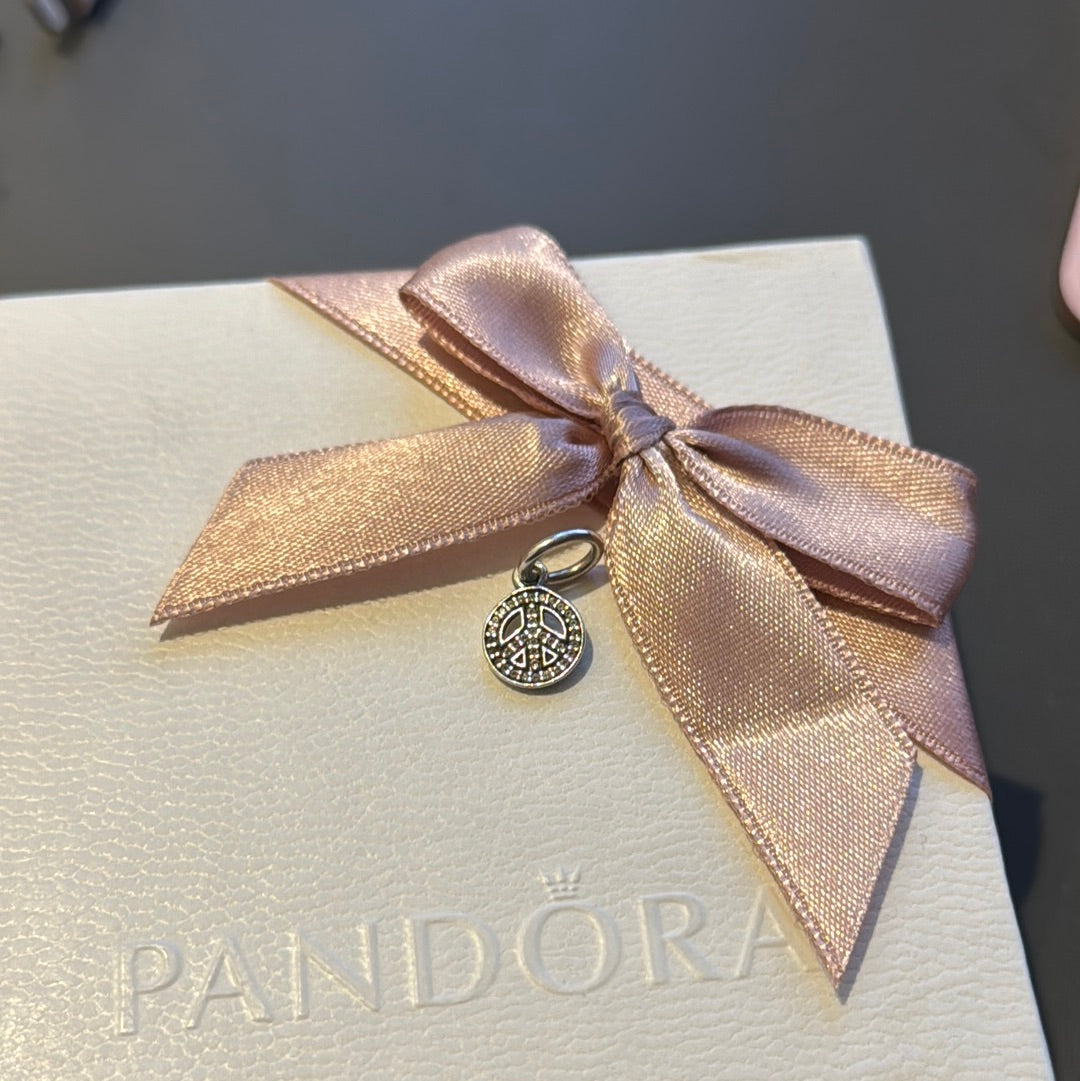 Genuine Pandora Peace Pave Sparkle Dangle Charm