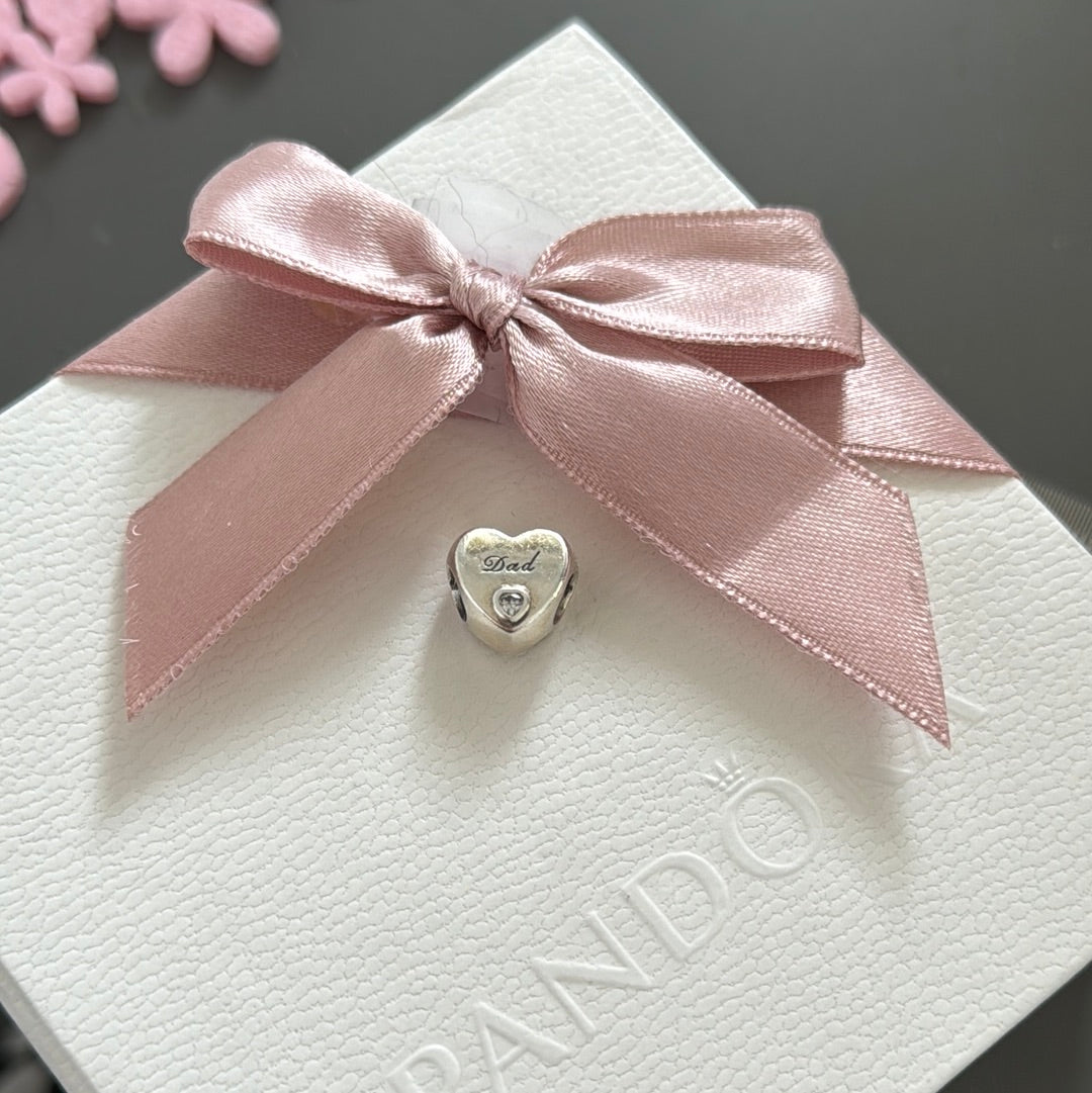 Genuine Pandora Dad Heart Charm With Stone