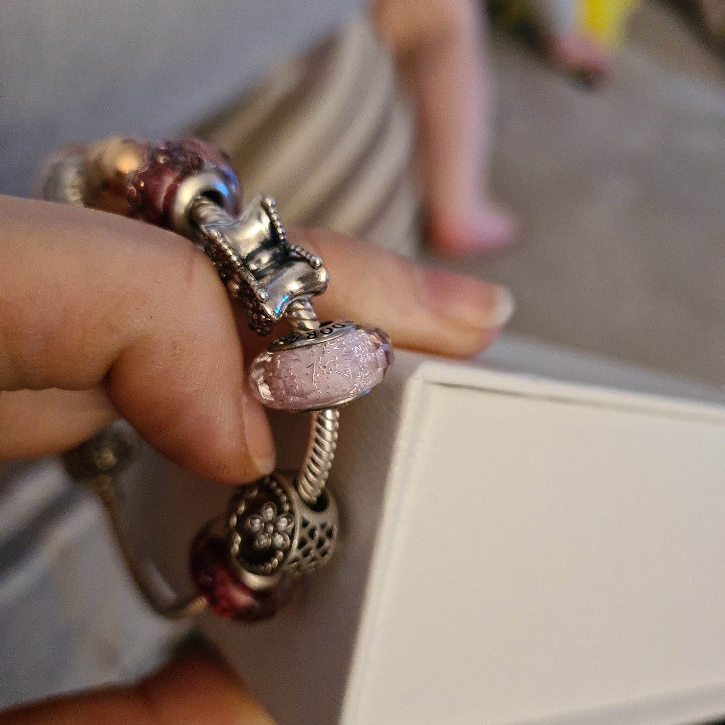 Genuine Pandora Glitter Fleck Murano Glass Charm