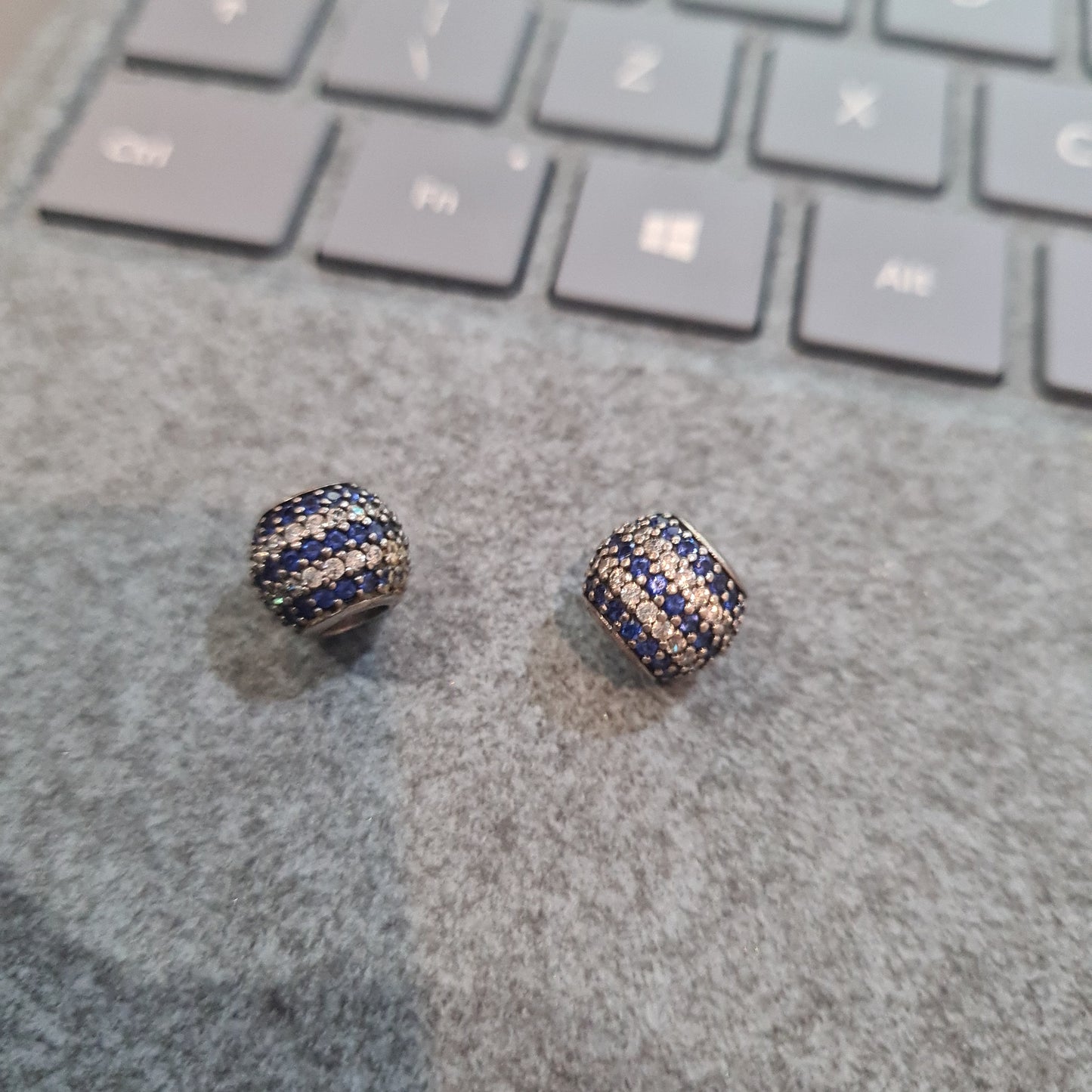 Genuine Pandora Pave Sparkle Ball Blue and Clear Stones