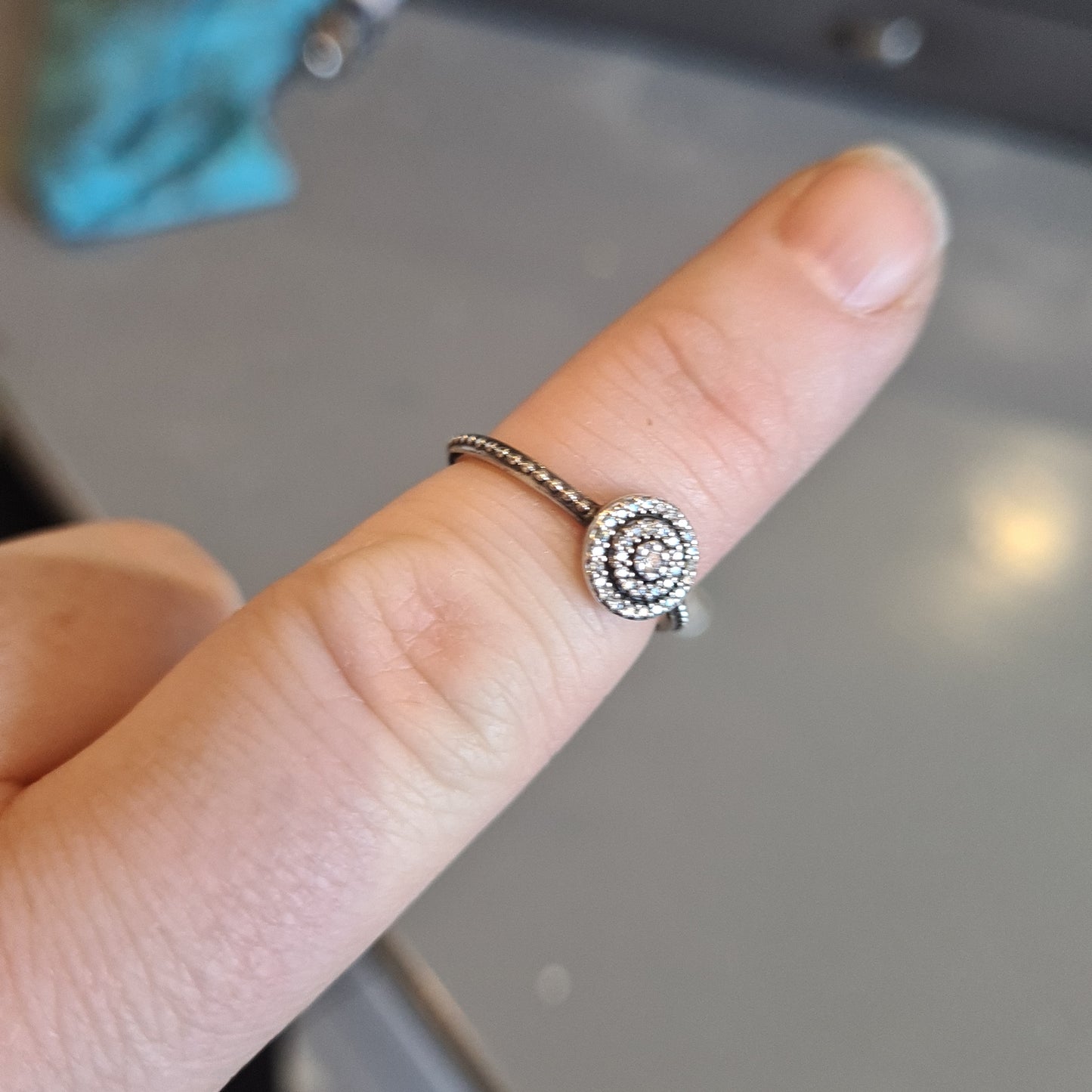 Genuine Pandora Pave Sparkle Circle Ring Size 52