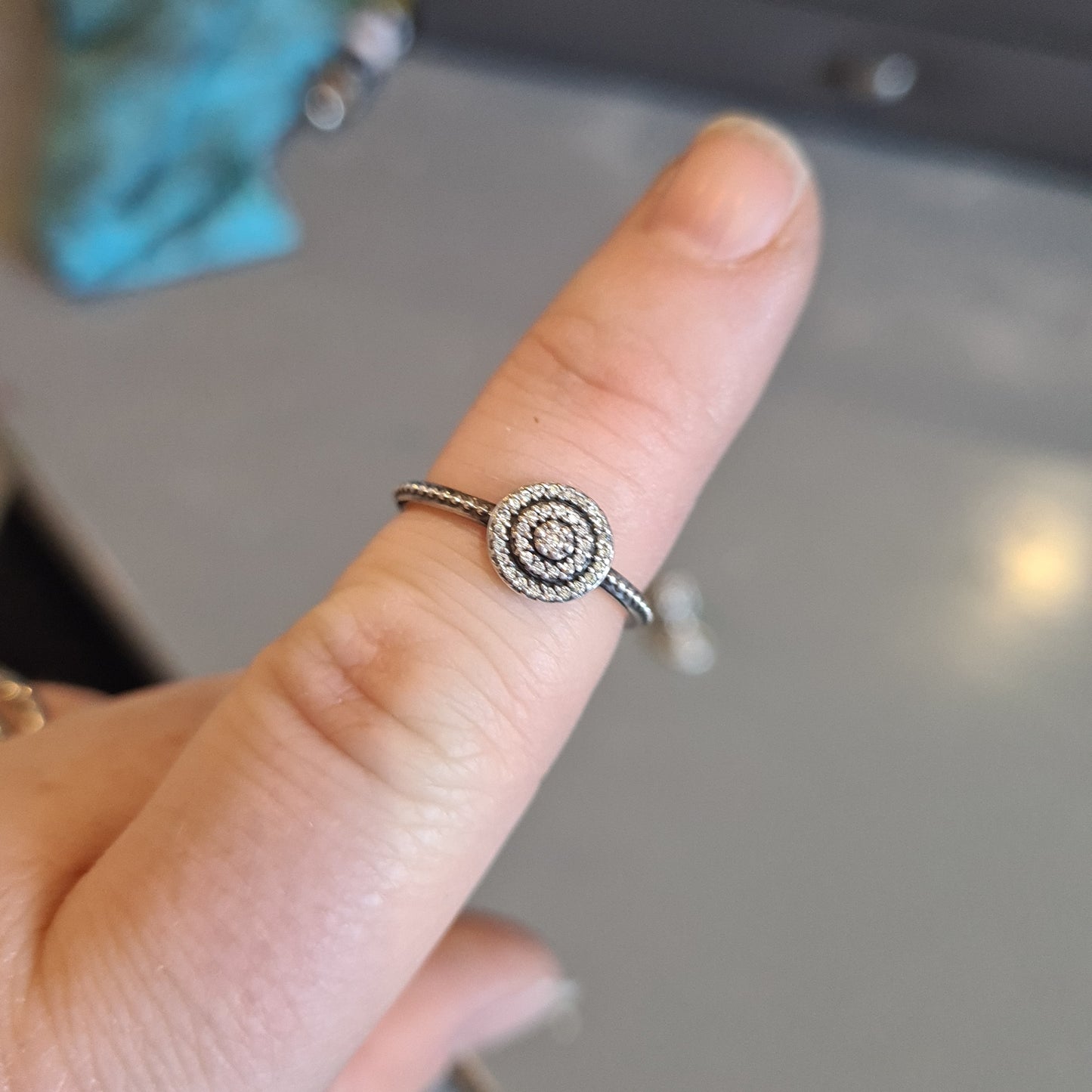 Genuine Pandora Pave Sparkle Circle Ring Size 52