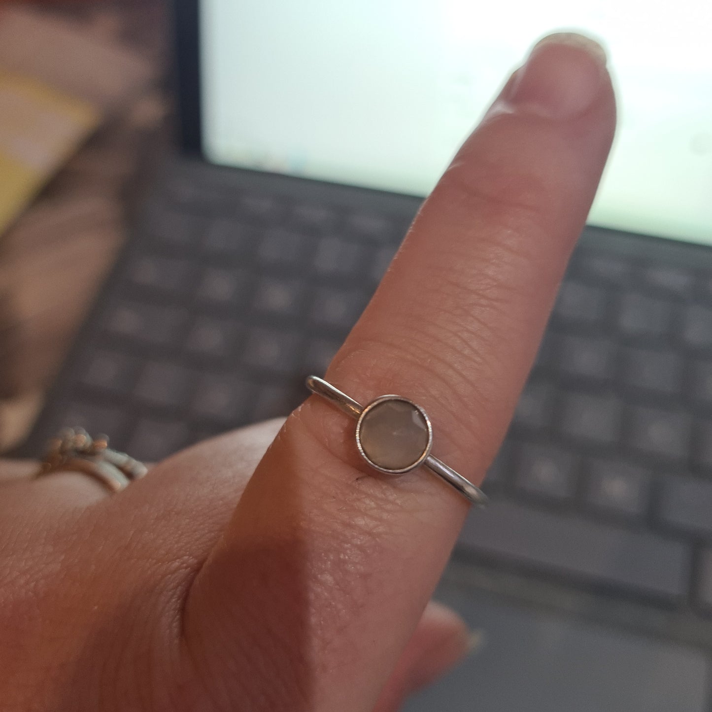 Genuine Pandora Birthstone Ring Size 50 Grey.