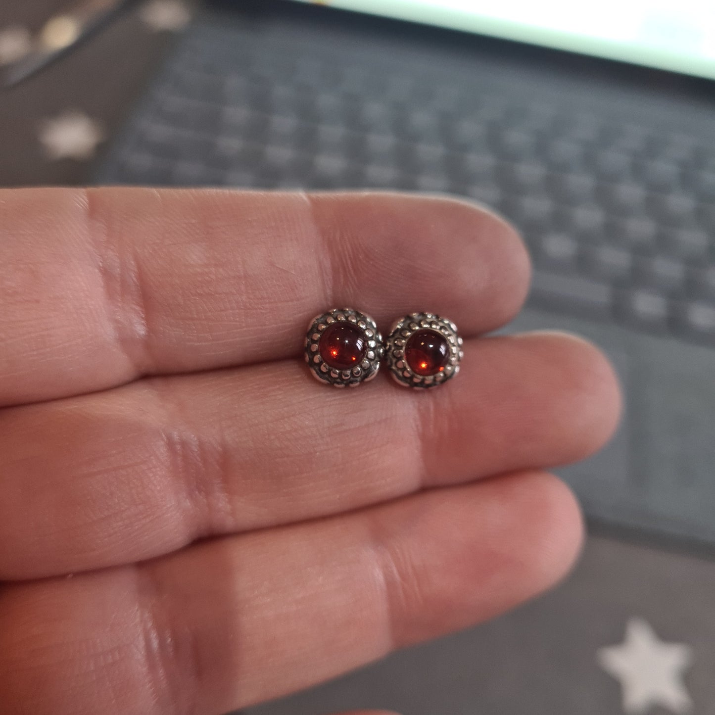 Genuine Pandora Red Garnet January Birthstone Earrings