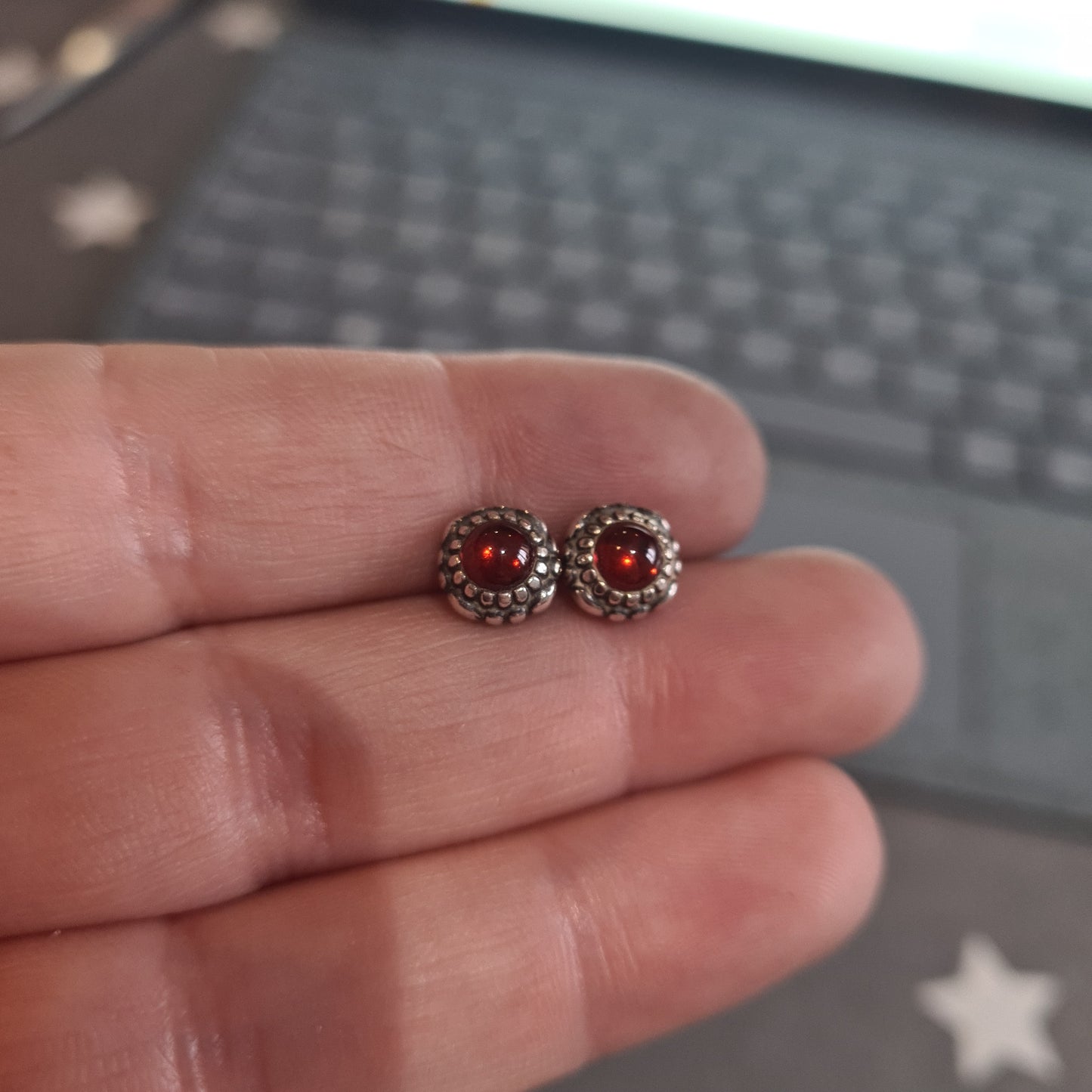 Genuine Pandora Red Garnet January Birthstone Earrings