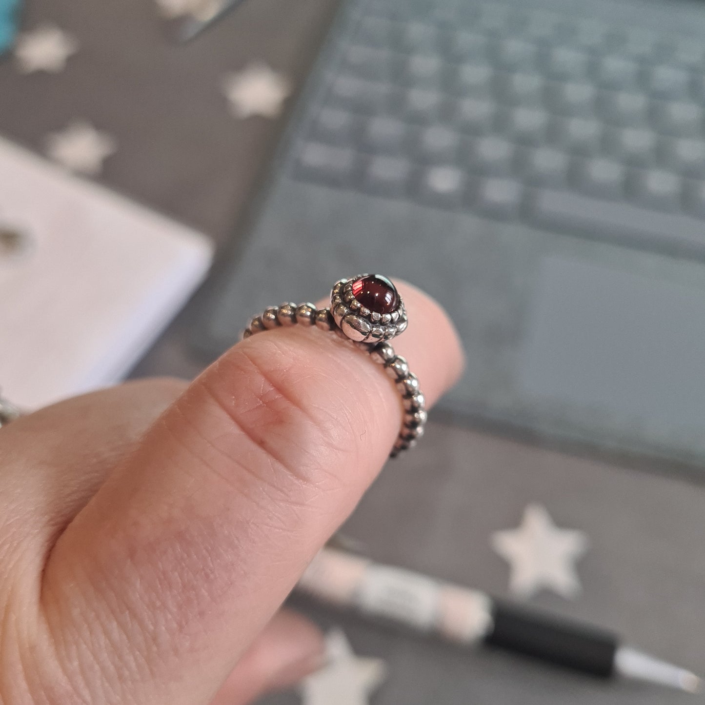 Genuine Pandora Birthstone Ring Size .. Red Garnet January Ring