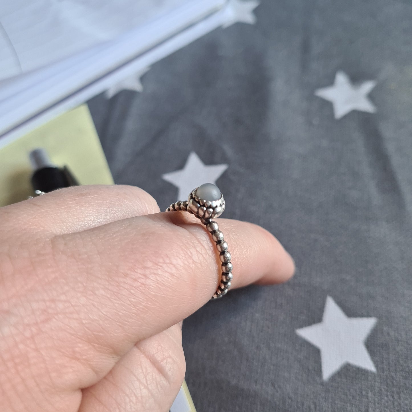 Genuine Pandora Birthstone Ring Size..Light Grey