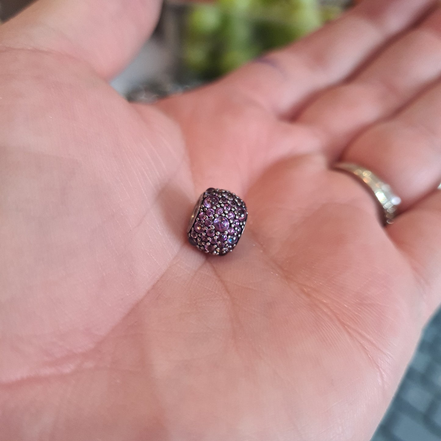 Genuine Pandora Dark Pink/ Purple Pave Droplet Sparkle Charm