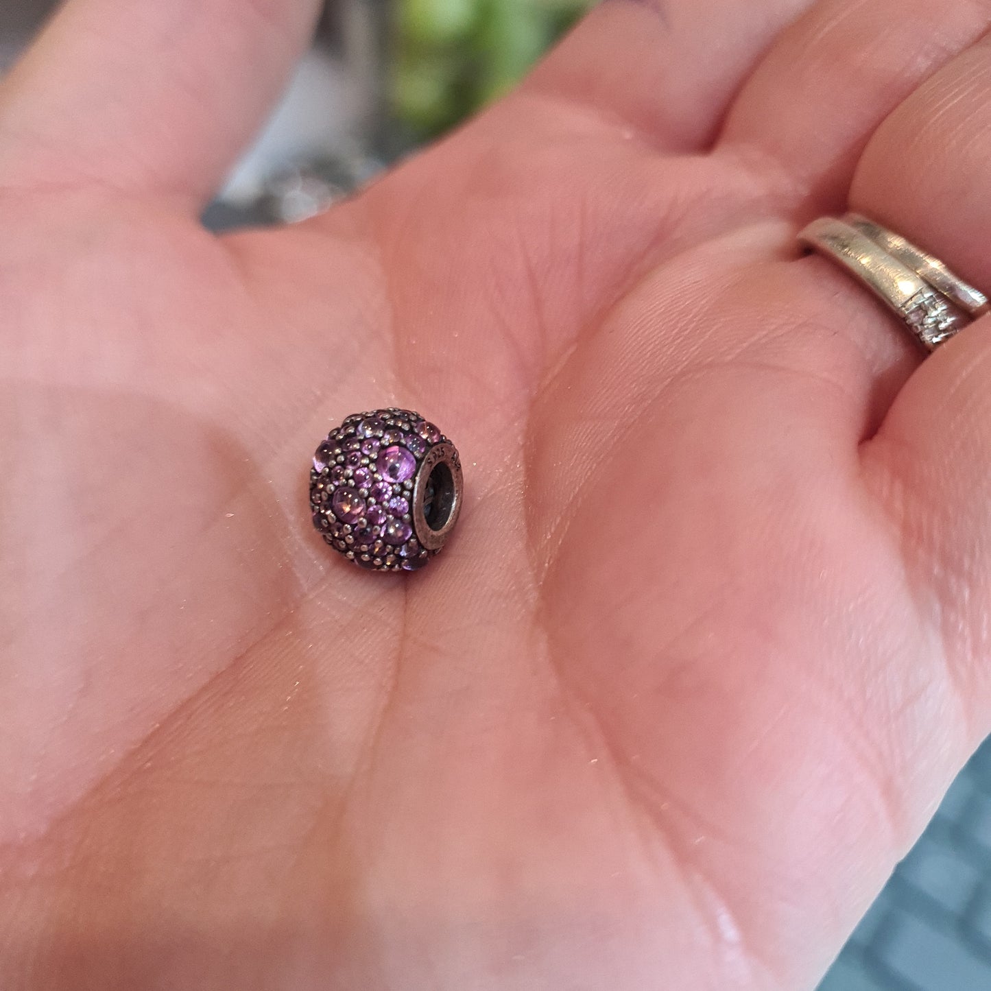 Genuine Pandora Dark Pink/ Purple Pave Droplet Sparkle Charm