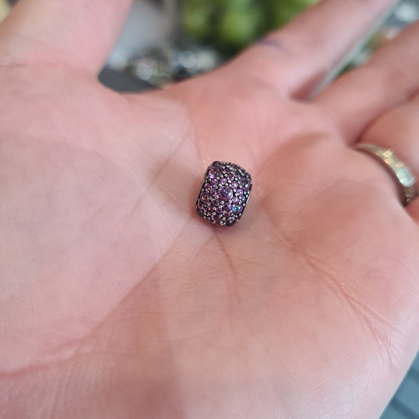 Genuine Pandora Dark Pink/ Purple Pave Droplet Sparkle Charm