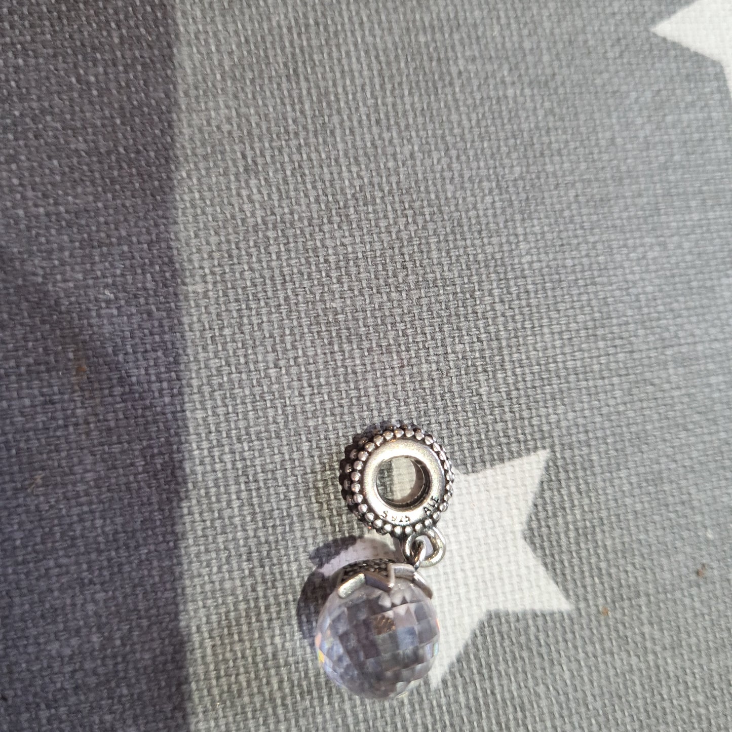 Genuine Pandora Clear Facetted Glass Murano Dangle With Pave Star Charm