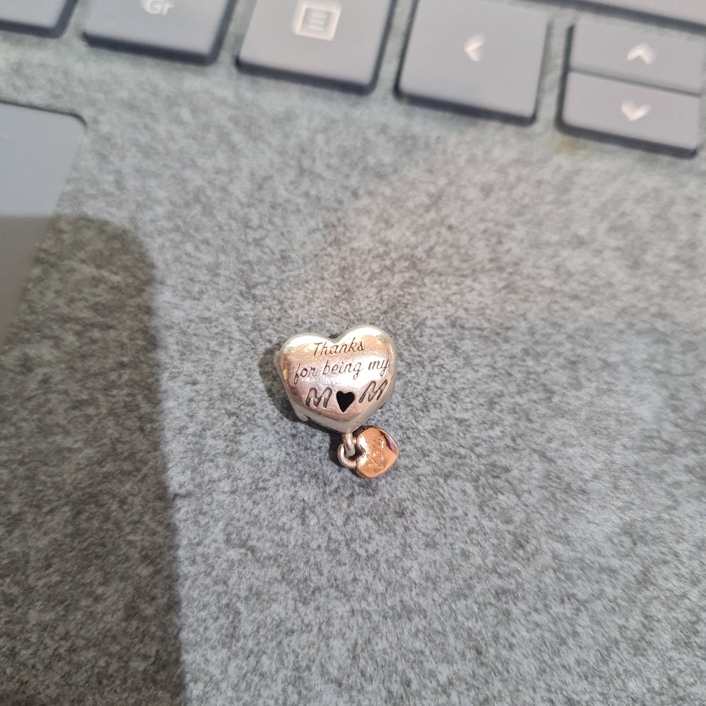 Genuine Pandora Thanks For Being My Mum Mother Mom With Rose Gold Dangle Love Heart Charm