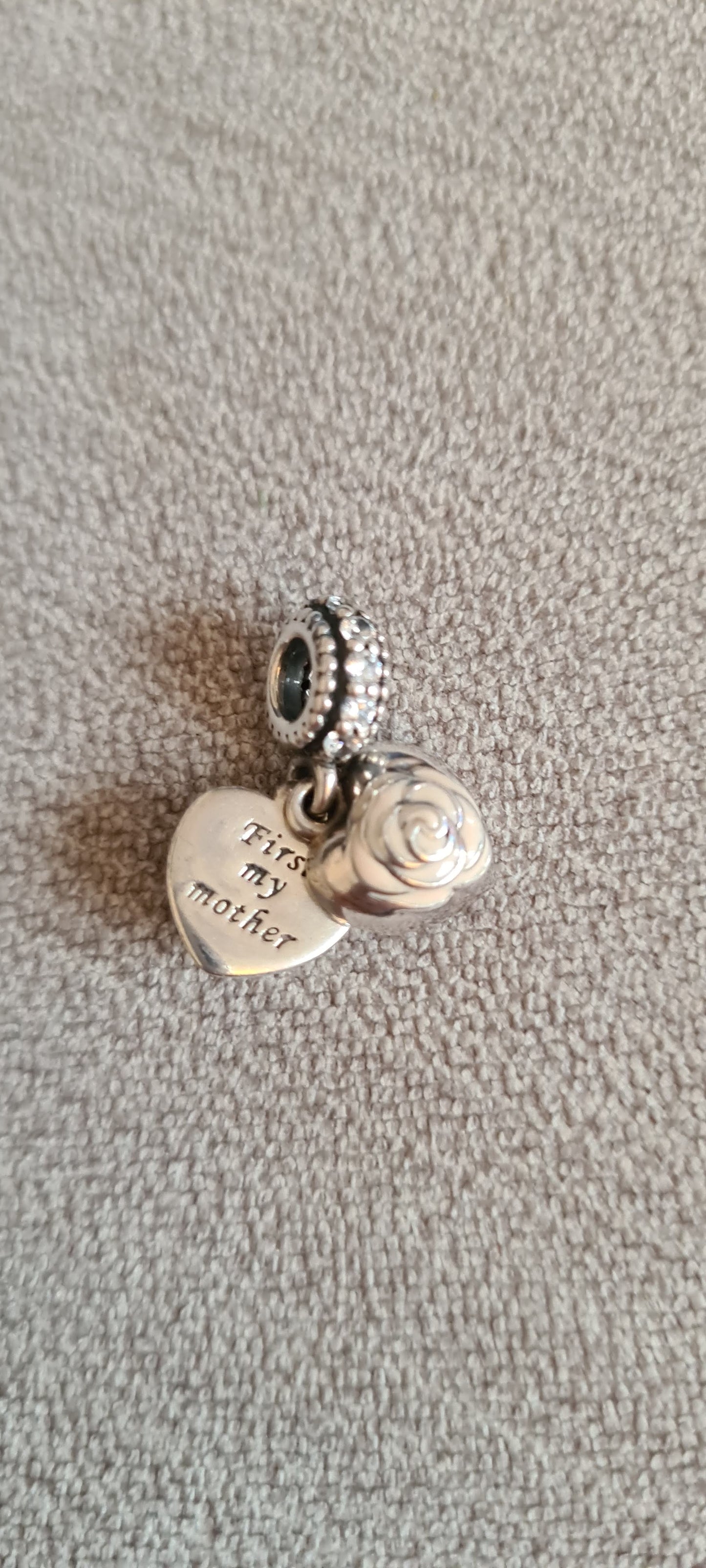 Genuine Pandora First My Mother Forever My friend Dangle Rose Charm Gift