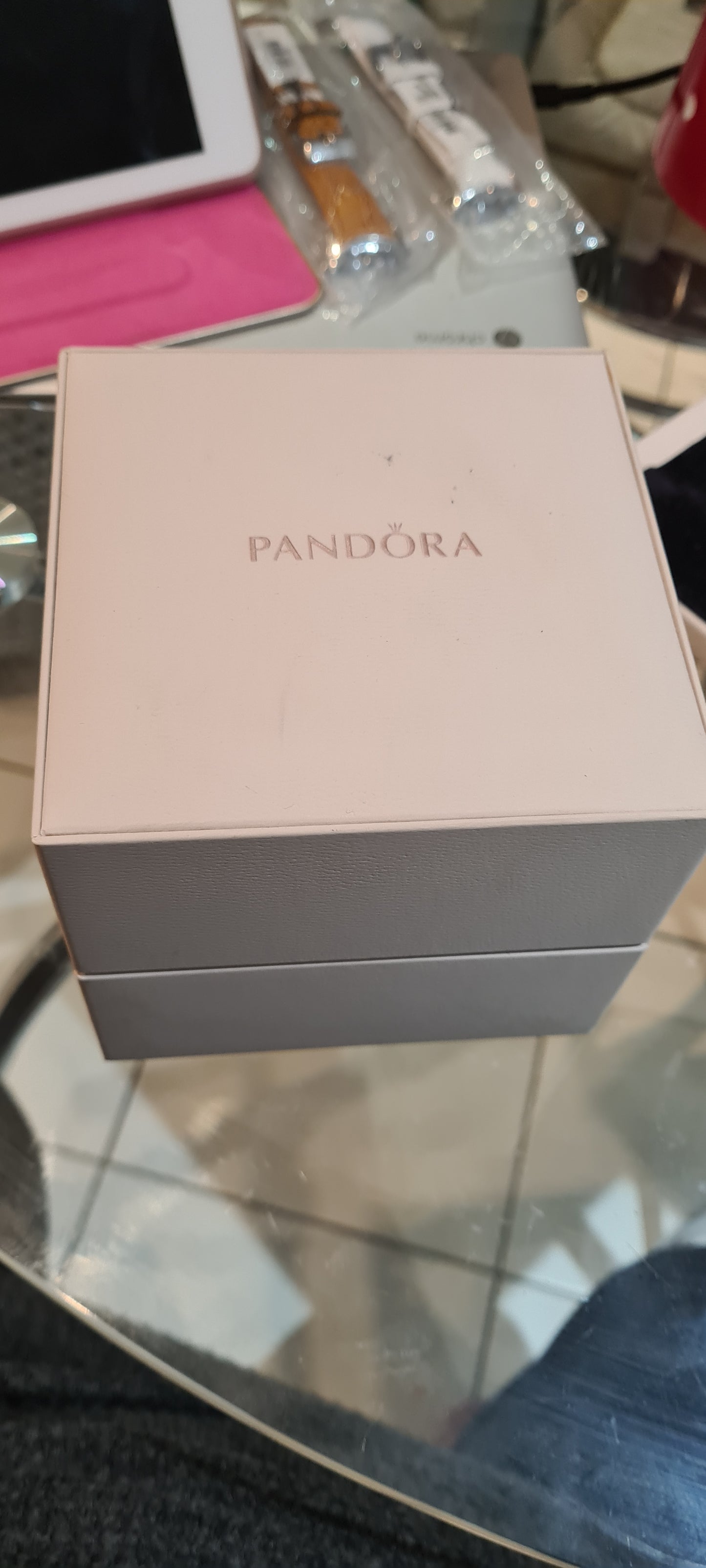 Genuine Pandora Silver Hardware Watch with Black Leather Strap