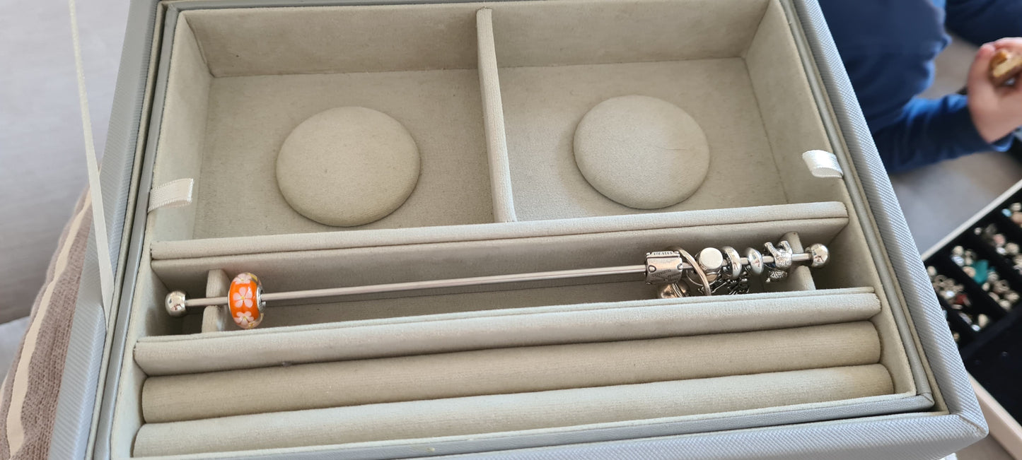 Genuine Pandora Medium Sized Grey Jewellery Box Two Layer UK BUYERS ONLY