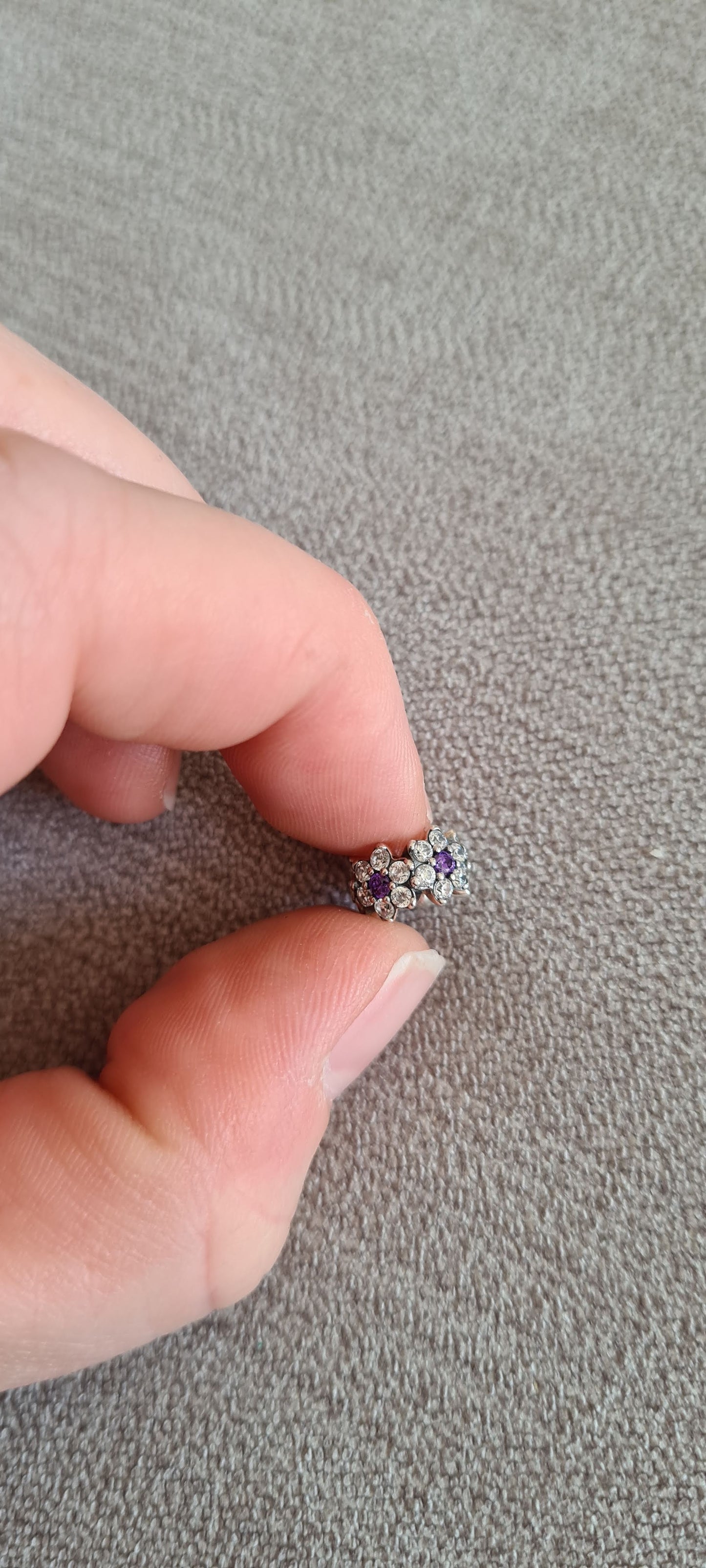 Genuine Pandora Forget Me Not Purple Pave CZ Spacer x1