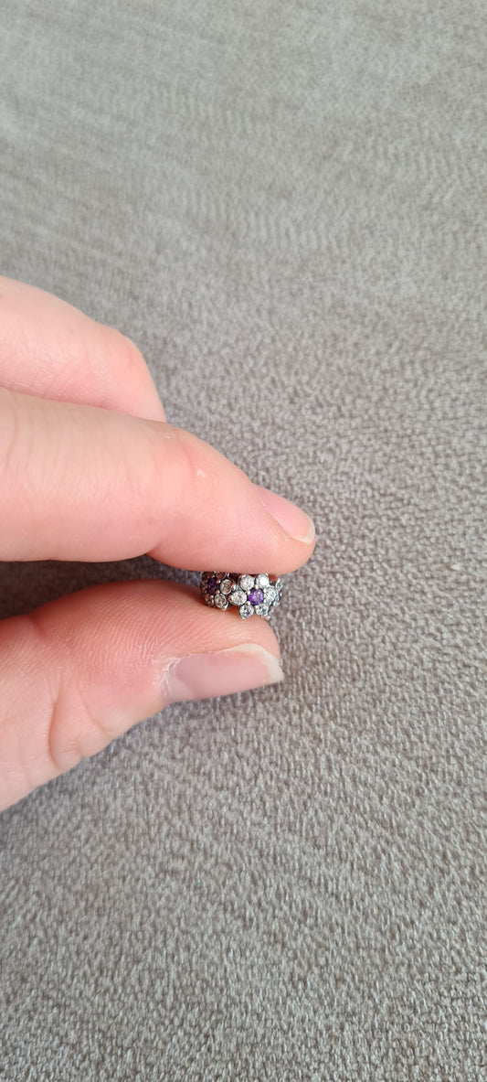 Genuine Pandora Forget Me Not Purple Pave CZ Spacer x1