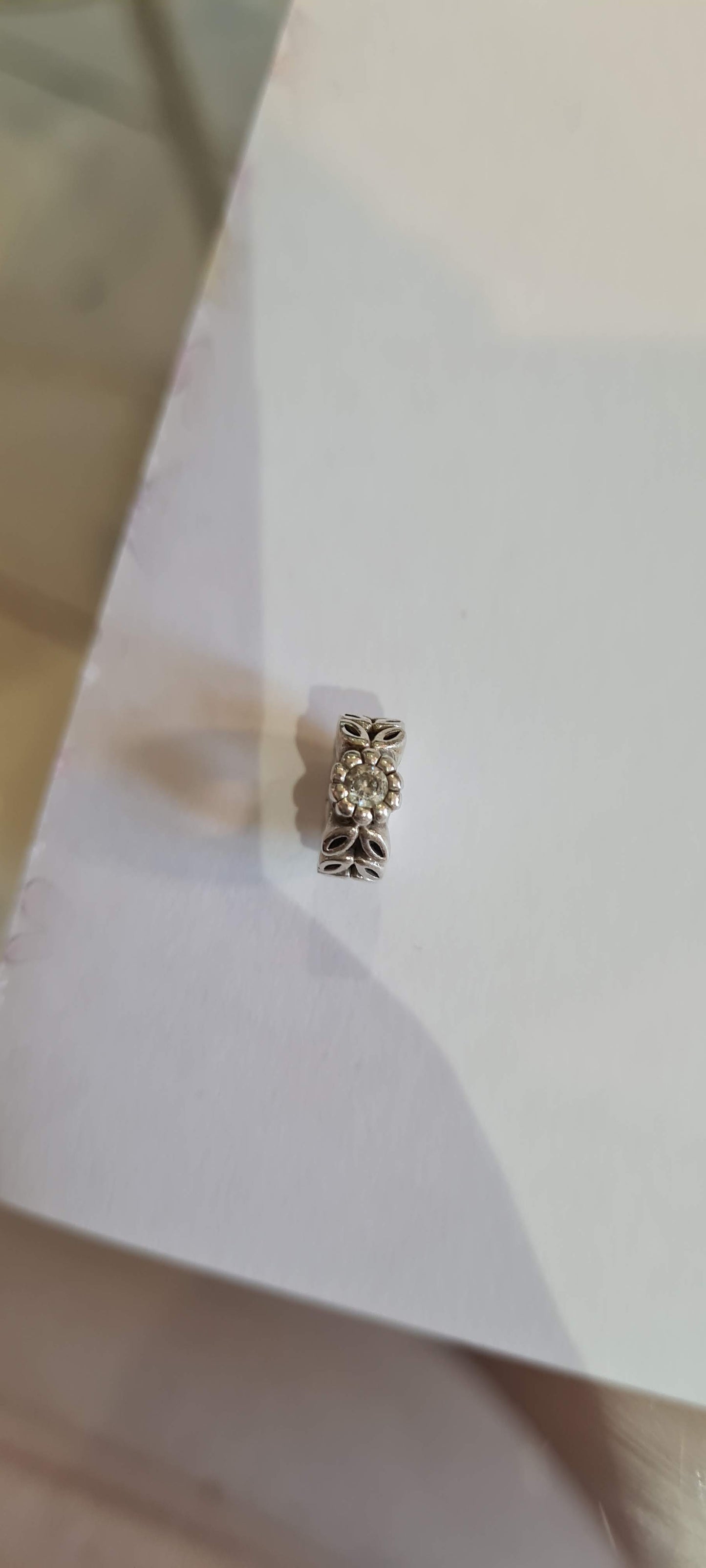 Genuine Pandora Spacer Flower Clear Stone Sold As a Pair