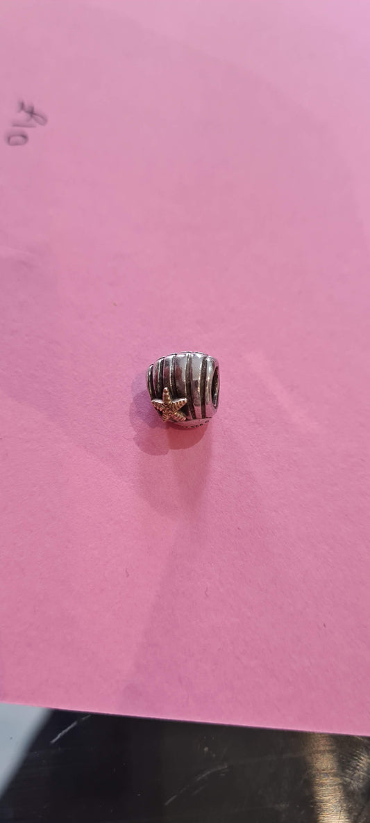 Genuine Pandora Seashell With 14K Gold Starfish Two Tone