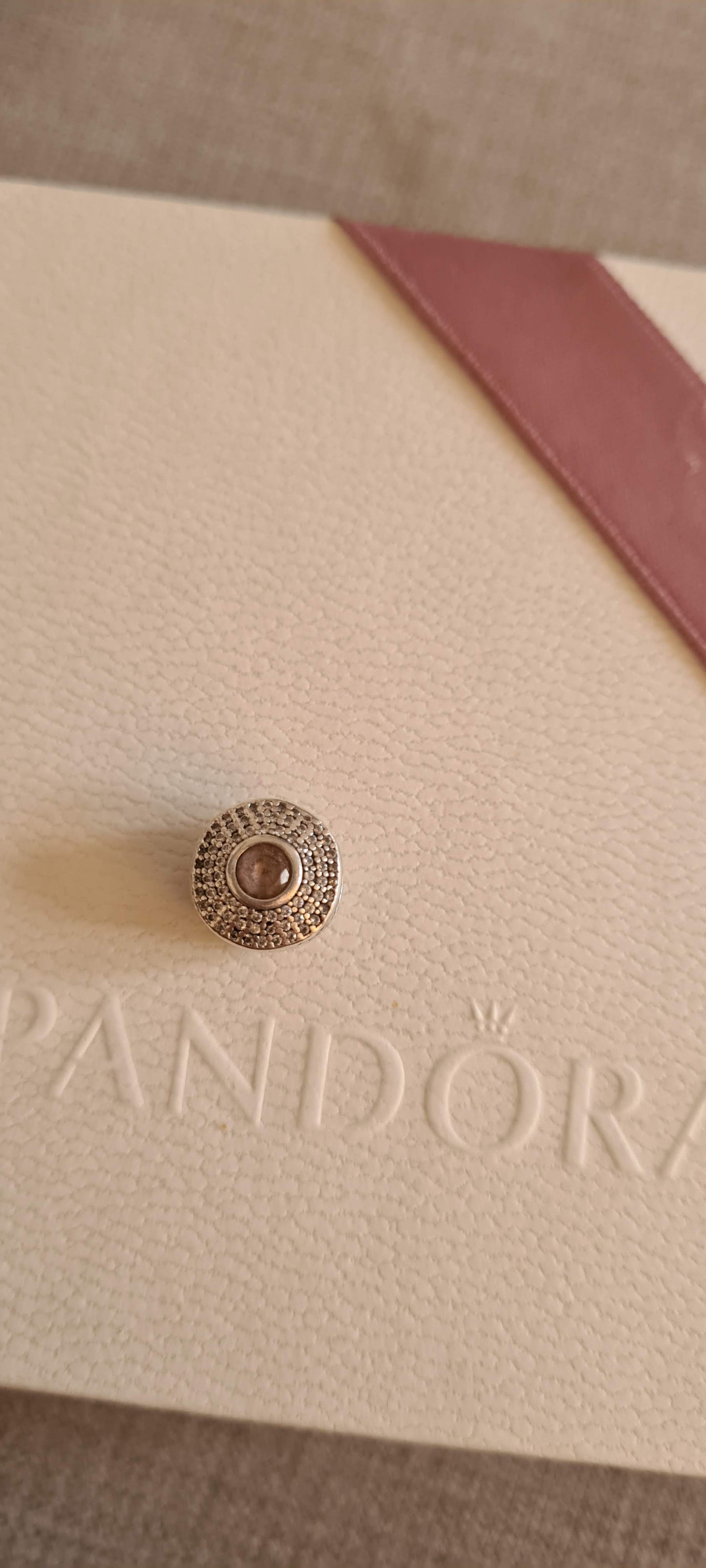 Genuine Pandora Pave Charm with Pink Stone