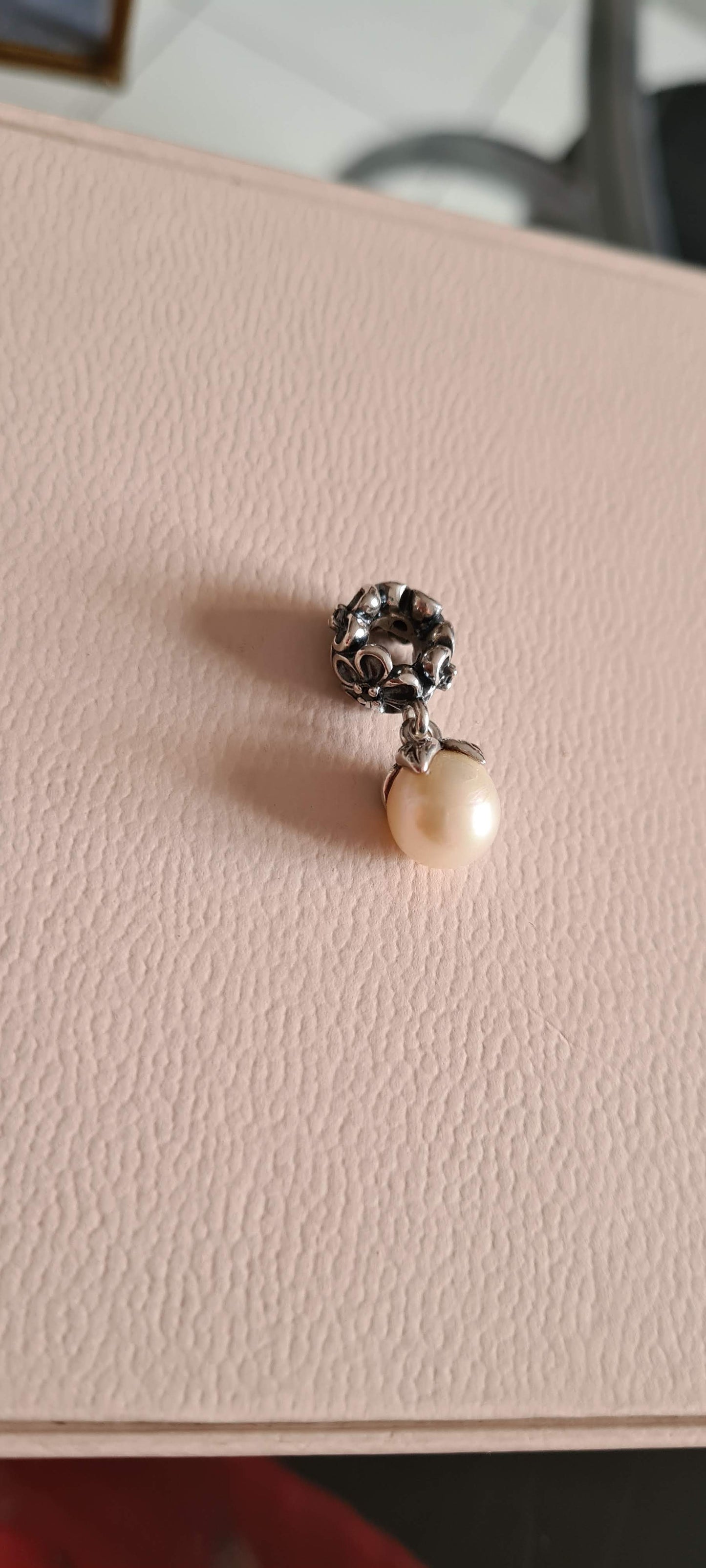 Genuine Pandora Odyssey White Pearl Flower CZ Charm Dangle