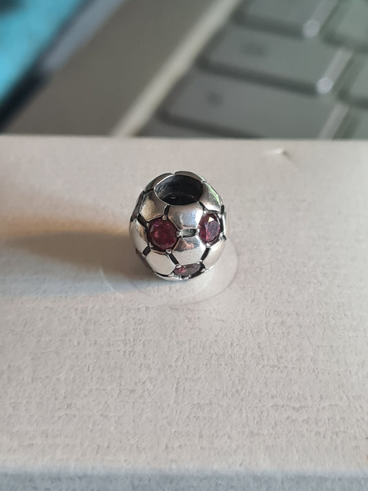 Genuine Pandora Pink Fuscia Cz Football Charm