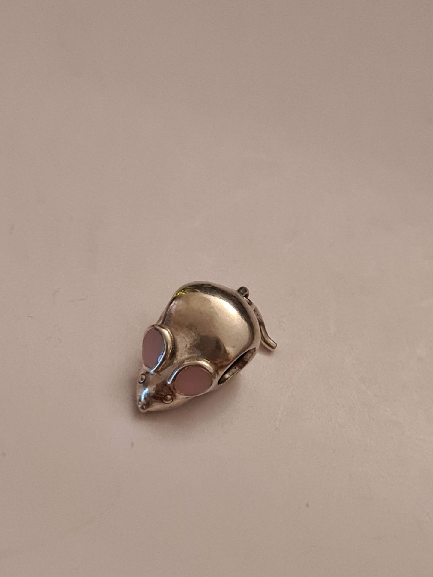 Genuine Pandora Mouse Charm with Moving Tail and Enamel Ears