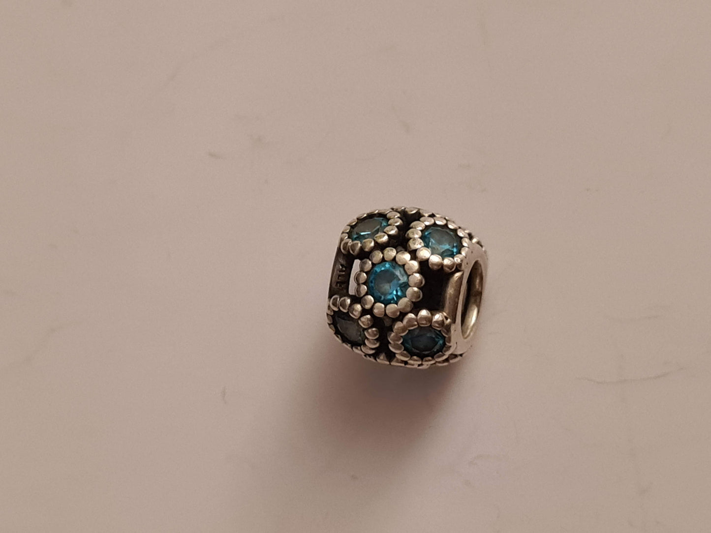 Genuine Pandora Teal Turquoise Blue Stone Openwork Charm