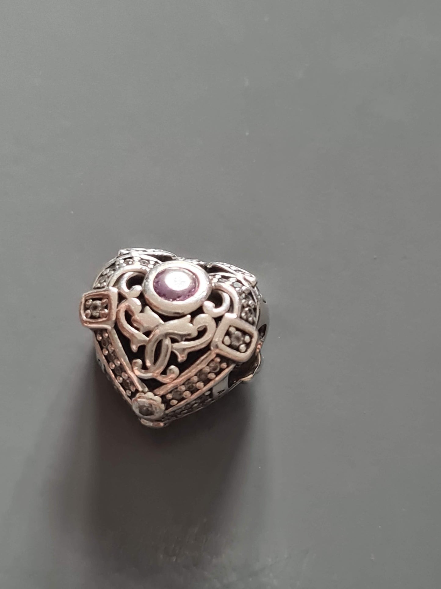 Genuine Pandora Heart With Pink Stone Pave
