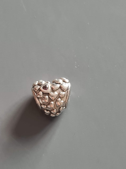Genuine Pandora Mum in a Million Charm with Pink Stone Heart